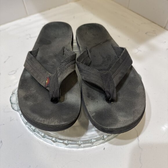 Man Rainbow Leather Single Layer Wide Strap with Arch Black Size: 9.5-10.5 - Picture 1 of 10